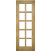 Double Sliding Door & Wall Track - Bristol Oak Unfinished Door - 10 Pane Clear Bevelled Glass