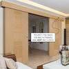 Double Sliding Door & Wall Track - Catalonia Flush Oak Doors - Prefinished