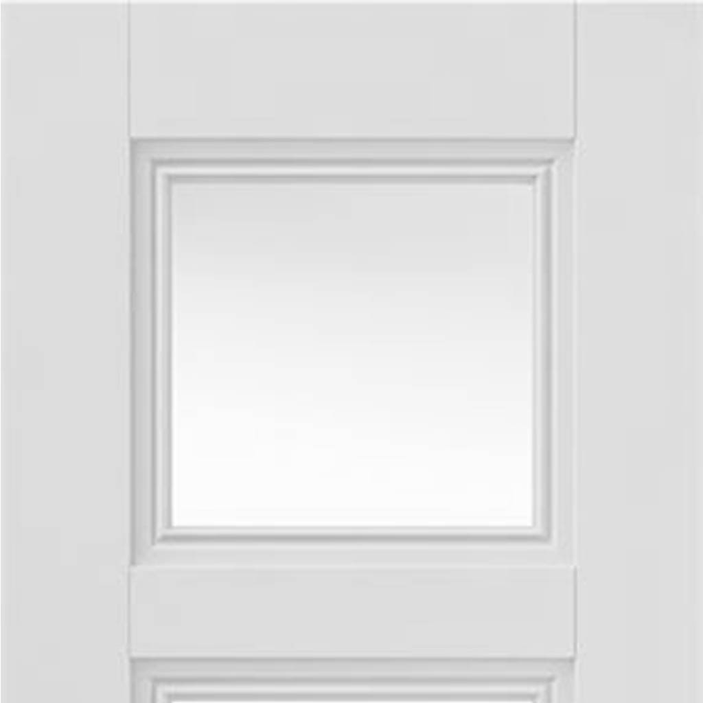 J B Kind White Classic Catton Primed Internal Door Pair - Clear Glass