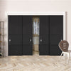 Four Sliding Maximal Wardrobe Doors & Frame Kit - Chelsea 4 Panel Black Painted Door - Prefinished