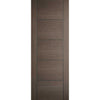 Double Sliding Door & Wall Track - Vancouver Flush Chocolate Grey Doors - Prefinished