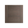 Double Sliding Door & Wall Track - Vancouver Flush Chocolate Grey Doors - Prefinished