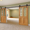 Double Sliding Door & Track - Churnet Oak Doors - Leaded Clear glass