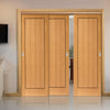 Three Sliding Doors and Frame Kit - Clementine Flush Oak Door - Walnut Inlays - Prefinished