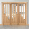 Three Sliding Doors and Frame Kit - Coventry Contemporary Oak Door - Clear Glass - Unfinished