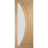 Sirius Tubular Stainless Steel Sliding Track & Salerno Oak Double Door - Clear Glass - Unfinished