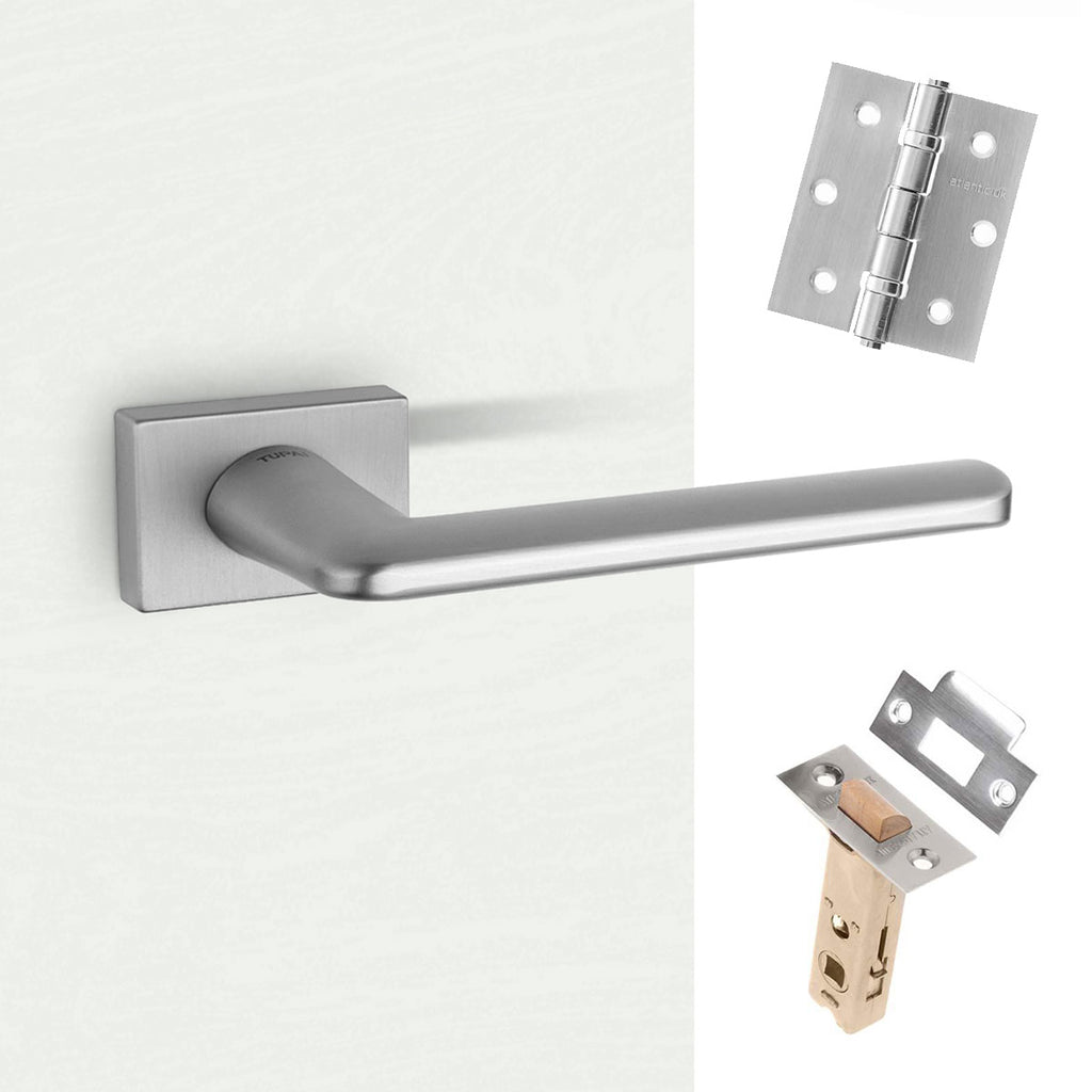 Tupai Rapido RetaLine Tavira Designer Lever on Long Rose - Satin Chrome Handle Pack