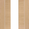 Bespoke Thruslide Forli Oak Glazed - 4 Sliding Doors and Frame Kit - Aluminium Inlay - Prefinished