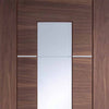 Bespoke Thruslide Surface Portici Walnut Glazed - Sliding Door and Track Kit - Aluminium Inlay - Prefinished