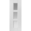 Double Sliding Door & Wall Track - Geo White Primed Doors - Clear Glass