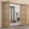 Three Folding Doors & Frame Kit - Contemporary 4 Panel Oak 2+1 - Unfinished