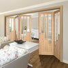 Five Folding Doors & Frame Kit - Coventry Contemporary Oak 3+2 - Clear Glass