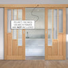 Double Sliding Door & Wall Track - Coventry Contemporary Oak Doors - Clear Glass