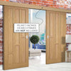 Double Sliding Door & Wall Track - Coventry Contemporary Oak Panel Doors - Unfinished