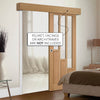 Single Sliding Door & Wall Track - Coventry Contemporary Oak Door - Clear Glass - Unfinished