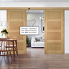 Double Sliding Door & Wall Track - Coventry Shaker Style Oak Door - Unfinished