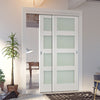 Pass-Easi Two Sliding Doors and Frame Kit - Coventry White Primed Shaker Door - Frosted Glass