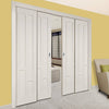 Coventry Style Panel Staffetta Quad Telescopic Pocket Doors - White Primed