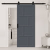 Top Mounted Black Sliding Track & Solid Wood Door - Eco-Urban® Kochi 8 Panel Solid Wood Door DD6415 - Stormy Grey Premium Primed