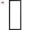 Top Mounted Black Sliding Track & Solid Wood Double Doors - Eco-Urban® Baltimore 1 Pane Doors DD6301G - Clear Glass - Shadow Black Premium Primed