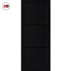 Top Mounted Black Sliding Track & Solid Wood Double Doors - Eco-Urban® Manchester 3 Panel Doors DD6305 - Shadow Black Premium Primed