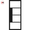 Top Mounted Black Sliding Track & Solid Wood Double Doors - Eco-Urban® Boston 4 Pane Doors DD6311G - Clear Glass - Shadow Black Premium Primed