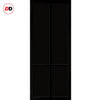 Top Mounted Black Sliding Track & Solid Wood Double Doors - Eco-Urban® Bronx 4 Panel Doors DD6315 - Shadow Black Premium Primed