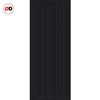 Top Mounted Black Sliding Track & Solid Wood Door - Eco-Urban® Malmo 4 Panel Solid Wood Door DD6401 - Shadow Black Premium Primed