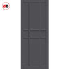 Top Mounted Black Sliding Track & Solid Wood Double Doors - Eco-Urban® Tromso 9 Panel Doors DD6402 - Stormy Grey Premium Primed