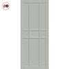 Top Mounted Black Sliding Track & Solid Wood Door - Eco-Urban® Tromso 9 Panel Solid Wood Door DD6402 - Mist Grey Premium Primed