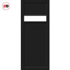 Top Mounted Black Sliding Track & Solid Wood Double Doors - Eco-Urban® Orkney 1 Pane 2 Panel Doors DD6403SG Frosted Glass - Shadow Black Premium Primed