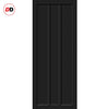 Top Mounted Black Sliding Track & Solid Wood Double Doors - Eco-Urban® Cornwall 3 Panel Doors DD6404 - Shadow Black Premium Primed