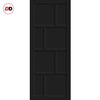 Top Mounted Black Sliding Track & Solid Wood Door - Eco-Urban® Kochi 8 Panel Solid Wood Door DD6415 - Shadow Black Premium Primed