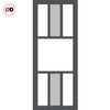 Bespoke Room Divider - Eco-Urban® Tasmania Door Pair DD6425CF Clear Glass(1 FROSTED PANE) with Full Glass Sides - Premium Primed - Colour & Size Options