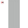 Top Mounted Black Sliding Track & Solid Wood Double Doors - Eco-Urban® Sintra 4 Panel Doors DD6428 - Mist Grey Premium Primed