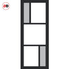 Top Mounted Black Sliding Track & Solid Wood Door - Eco-Urban® Arran 5 Pane Solid Wood Door DD6432G Clear Glass(2 FROSTED PANES) - Shadow Black Premium Primed