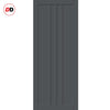 Top Mounted Black Sliding Track & Solid Wood Door - Eco-Urban® Skye 4 Panel Solid Wood Door DD6435 - Stormy Grey Premium Primed