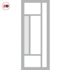 Top Mounted Black Sliding Track & Solid Wood Door - Eco-Urban® Portobello 5 Pane Solid Wood Door DD6438G Clear Glass(1 FROSTED PANE) - Mist Grey Premium Primed