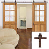 Double Sliding Door & Straight Antique Rust Track - Dean Oak Doors - Clear Glass - Prefinished