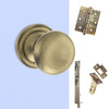 Double Door Pack Harrogate Mushroom Old English Mortice Knob Antique Brass Combo Handle & Accessory Pack
