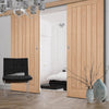 Double Sliding Door & Wall Track - Belize Oak Door - Prefinished