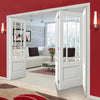 Four Folding Doors & Frame Kit - Downham 3+1 - Bevelled Clear Glass - White Primed