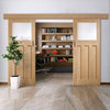 Double Sliding Door & Wall Track - DX Oak Door - Obscure Glass - 1930's Style