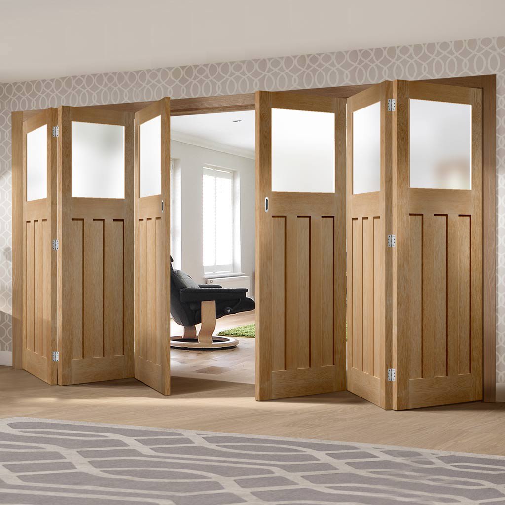 Bespoke Thrufold DX 1930's Oak Glazed Folding 3+3 Door - Prefinished