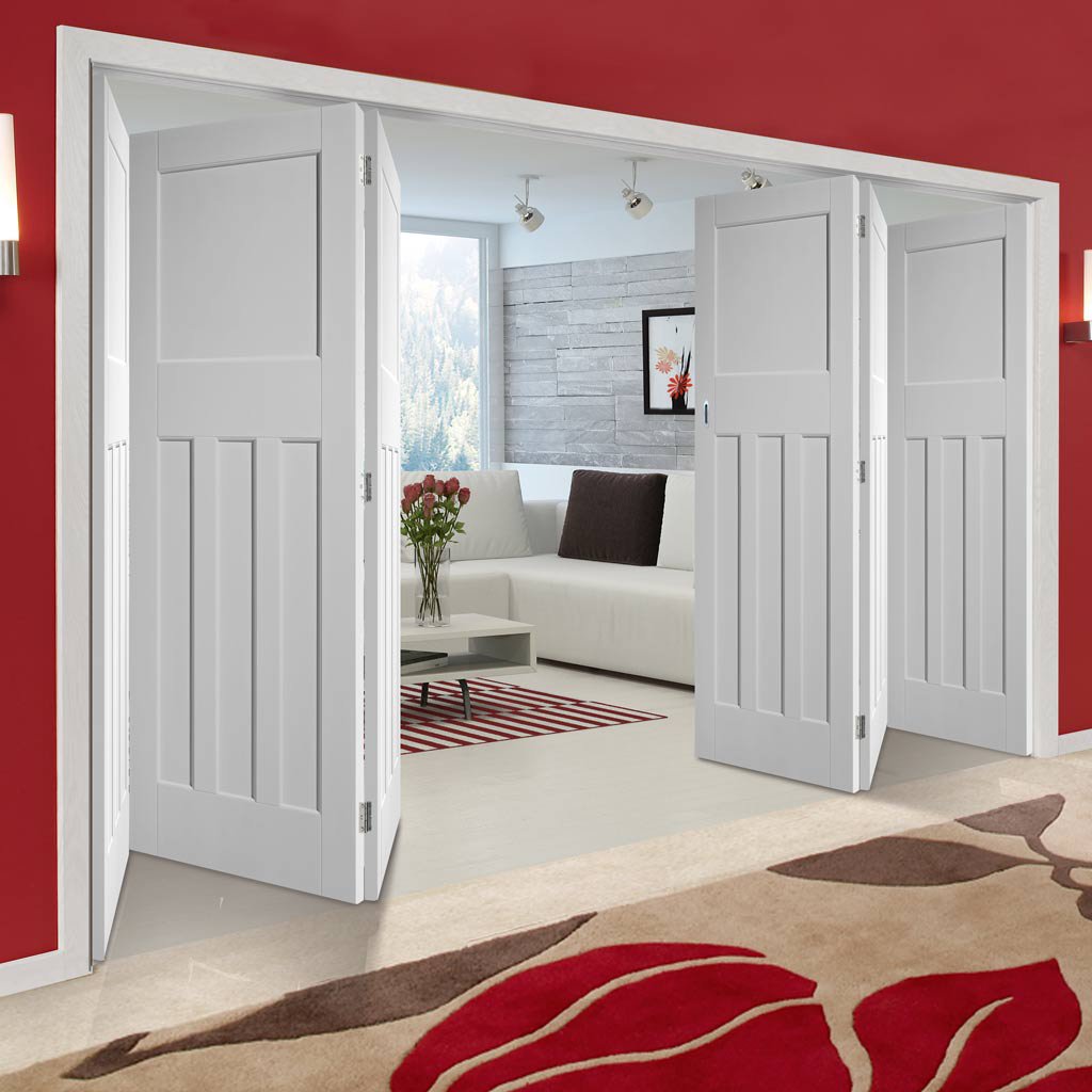 Six Folding Doors & Frame Kit - DX30's 3+3 Folding Panel Door - White Primed