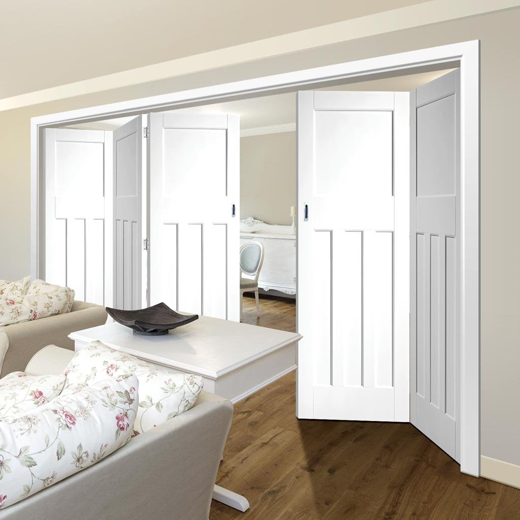 Five Folding Doors & Frame Kit - DX30's 3+2 Folding Panel Door - White Primed