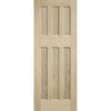 Double Sliding Door & Track - DX 60's Nostalgia Oak Panel Doors - Unfinished