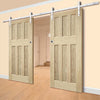 Double Sliding Door & Track - DX 60's Nostalgia Oak Panel Doors - Unfinished