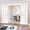 Double Sliding Door & Wall Track - Eccentro White Primed Doors