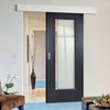 Single Sliding Door & Wall Track - Eindhoven Black Primed Door - Clear Glass - Unfinished